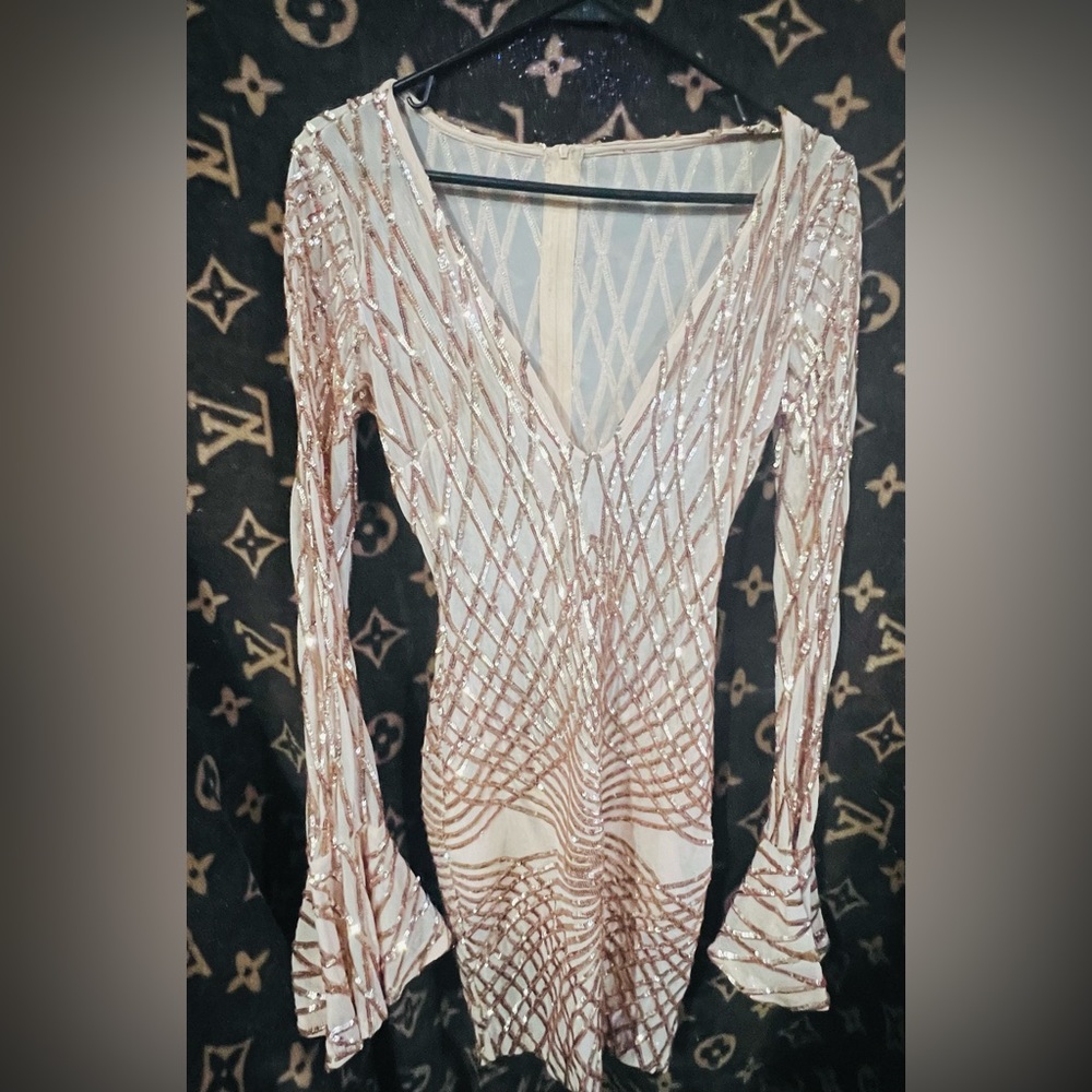 Javoni Dress sequin,mesh and sparkles dress size M gold - Picture 7 of 12